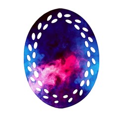 Colorful Pink And Blue Disco Smoke - Mist, Digital Art Ornament (oval Filigree) by picsaspassion