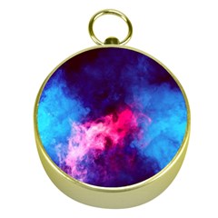 Colorful Pink And Blue Disco Smoke - Mist, Digital Art Gold Compasses by picsaspassion