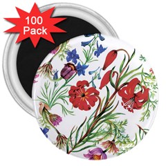 Summer Flowers 3  Magnets (100 Pack)