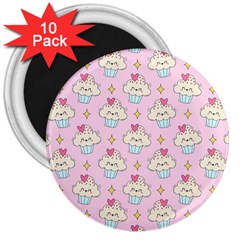 Kawaii Cupcake  3  Magnets (10 Pack) 