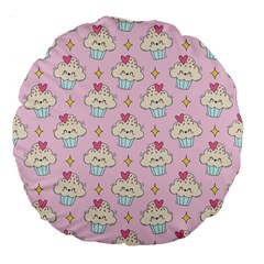 Kawaii Cupcake  Large 18  Premium Flano Round Cushions by lisamaisak