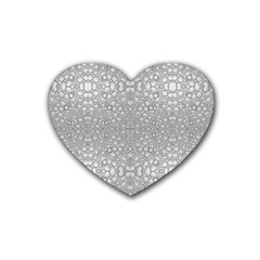 Modern Ornate Geometric Silver Pattern Rubber Coaster (heart)  by dflcprintsclothing