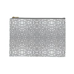 Modern Ornate Geometric Silver Pattern Cosmetic Bag (large) by dflcprintsclothing