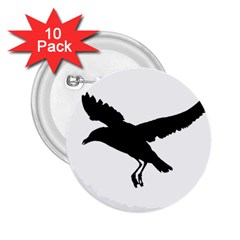 Seagull Flying Silhouette Drawing 2 2 25  Buttons (10 Pack) 