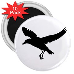 Seagull Flying Silhouette Drawing 2 3  Magnets (10 Pack) 