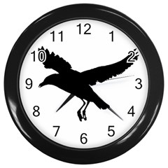 Seagull Flying Silhouette Drawing 2 Wall Clock (black)