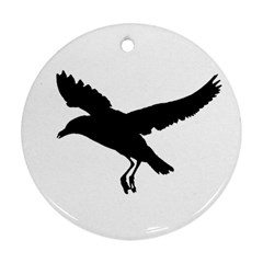 Seagull Flying Silhouette Drawing 2 Round Ornament (two Sides) by dflcprintsclothing