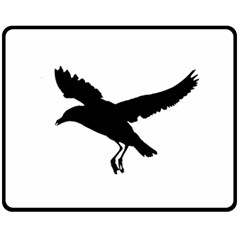 Seagull Flying Silhouette Drawing 2 Fleece Blanket (medium) 