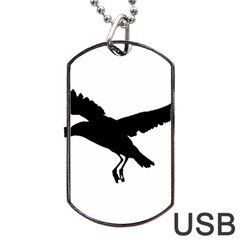 Seagull Flying Silhouette Drawing 2 Dog Tag USB Flash (One Side)