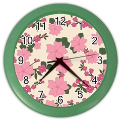 Floral Vintage Flowers Color Wall Clock