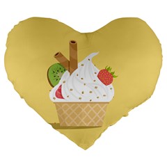 Ice Cream Dessert Summer Large 19  Premium Heart Shape Cushions