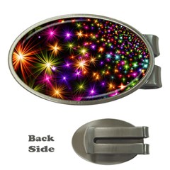 Star Colorful Christmas Abstract Money Clips (oval) 