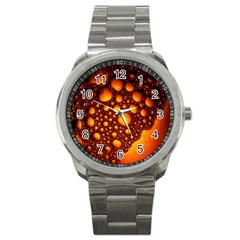 Bubbles Abstract Art Gold Golden Sport Metal Watch