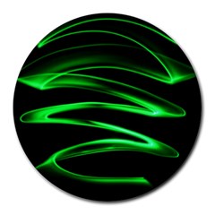 Green Light Painting Zig-zag Round Mousepads