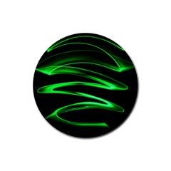 Green Light Painting Zig-zag Rubber Coaster (round) 