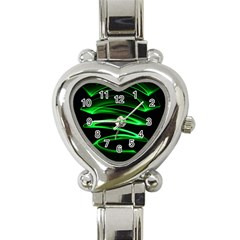 Green Light Painting Zig-zag Heart Italian Charm Watch