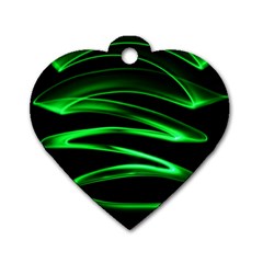 Green Light Painting Zig-zag Dog Tag Heart (two Sides)