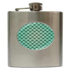 Pattern Texture Geometric Pattern Green Hip Flask (6 Oz) by Dutashop