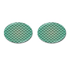 Pattern Texture Geometric Pattern Green Cufflinks (oval)