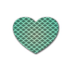 Pattern Texture Geometric Pattern Green Rubber Coaster (heart) 