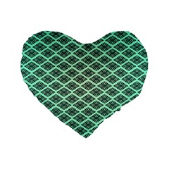 Pattern Texture Geometric Pattern Green Standard 16  Premium Flano Heart Shape Cushions