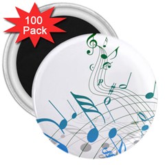 Music Notes 3  Magnets (100 Pack)