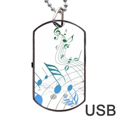 Music Notes Dog Tag Usb Flash (two Sides) by Dutashop