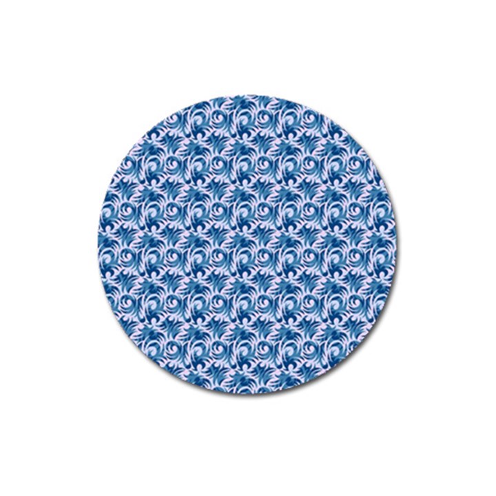 Blue Pattern Scrapbook Magnet 3  (Round)
