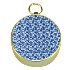 Blue Pattern Scrapbook Gold Compasses