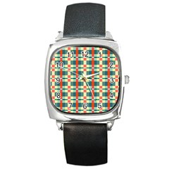 Texture Plaid Square Metal Watch