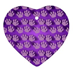 Pattern Texture Feet Dog Purple Ornament (heart)