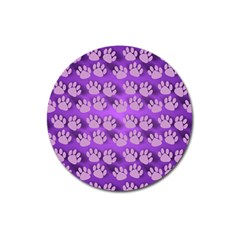 Pattern Texture Feet Dog Purple Magnet 3  (round)