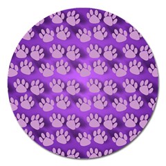 Pattern Texture Feet Dog Purple Magnet 5  (round)