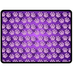 Pattern Texture Feet Dog Purple Fleece Blanket (large) 