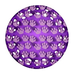 Pattern Texture Feet Dog Purple Ornament (round Filigree)