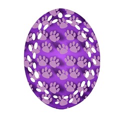 Pattern Texture Feet Dog Purple Oval Filigree Ornament (two Sides)