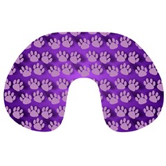 Pattern Texture Feet Dog Purple Travel Neck Pillow