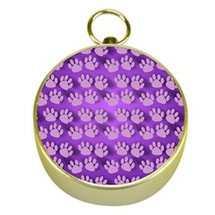 Pattern Texture Feet Dog Purple Gold Compasses