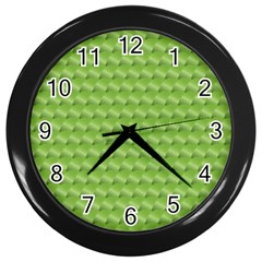 Green Pattern Ornate Background Wall Clock (black)