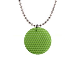 Green Pattern Ornate Background 1  Button Necklace