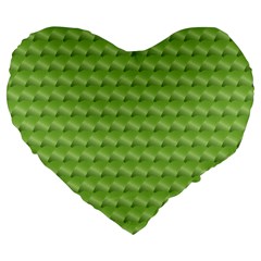 Green Pattern Ornate Background Large 19  Premium Flano Heart Shape Cushions