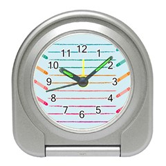 Crayon Background School Paper Travel Alarm Clock by Dutashop