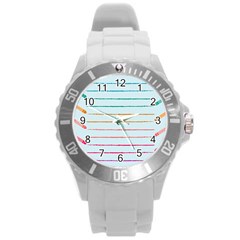 Crayon Background School Paper Round Plastic Sport Watch (l) by Dutashop