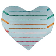 Crayon Background School Paper Large 19  Premium Heart Shape Cushions