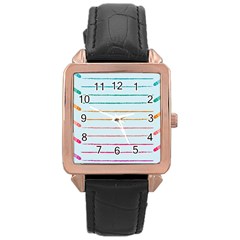 Crayon Background School Paper Rose Gold Leather Watch 