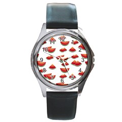 Summer Watermelon Pattern Round Metal Watch