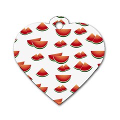 Summer Watermelon Pattern Dog Tag Heart (one Side) by Dutashop