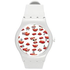 Summer Watermelon Pattern Round Plastic Sport Watch (m) by Dutashop