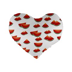 Summer Watermelon Pattern Standard 16  Premium Flano Heart Shape Cushions