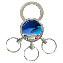 Flower Background Blue Design 3-ring Key Chain